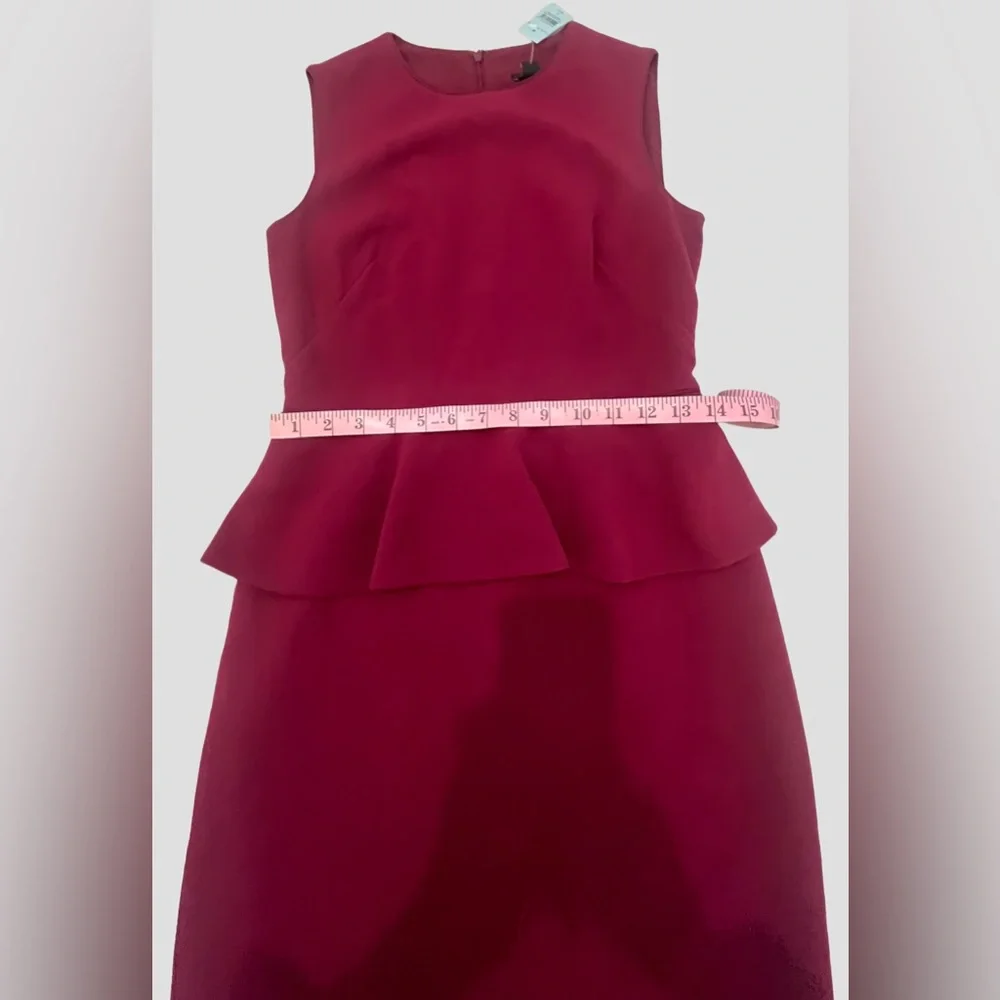 NWT Ann Taylor Doubleweave Peplum Wine Plum Sheath Dress 0 Petite - Picture 11 of 13